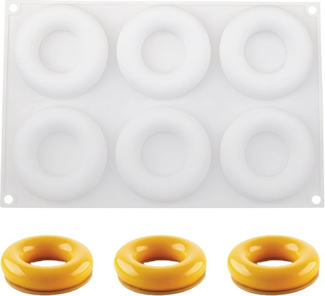 Meibum Silikon Backform für Mousse und Kuchen mit 6 runden Ring-Elementen in Weiß - Bild 1