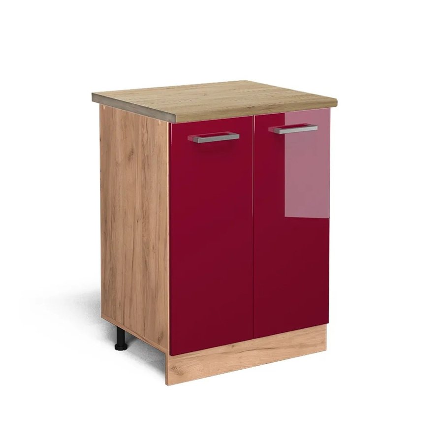 Vicco Küchenunterschrank R-Line in Bordeaux Hochglanz und Goldkraft Eiche, B: 60 cm, H: 81,6 cm, T: 60 cm - Bild 2