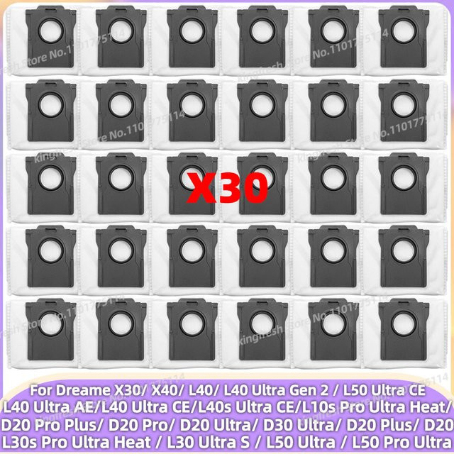 Staubbeutel kompatibel mit Dreame X30 X40 X50 L40 L50 L30 s Ultra L10s Pro Heat Gen 2 AE CE D20 D30 Pro Plus F21 Plus und JONR X9 PRO in Weiß - Bild 1
