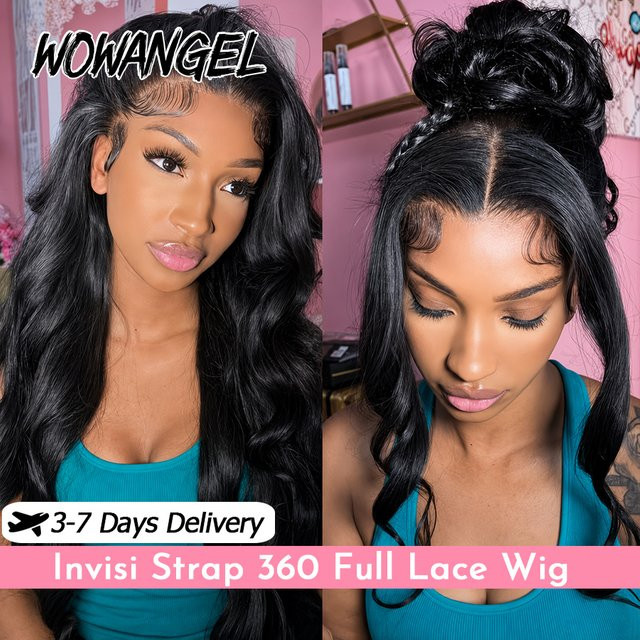 WOWANGEL 360 Full Lace Frontal Body Wave Perücke aus Echthaar, Damen - Bild 1