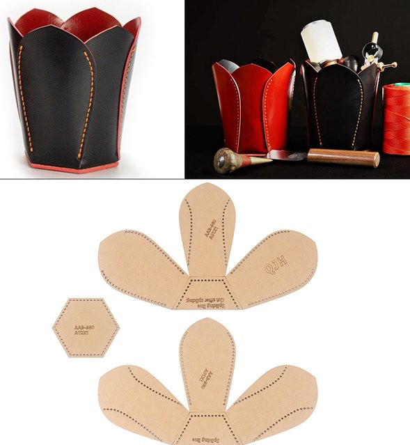 QJH DIY Leder-Quiltvorlage aus Kraftpapier als Nähmuster-Schablone für handgefertigte Leder-Stifthalter und Werkzeugaufbewahrungsboxen, 1 Set - Bild 1