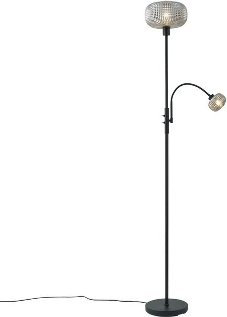 QAZQA Design Brianna Stehlampe Schwarz mit Rauchglas und 2 Leuchten - Bild 1