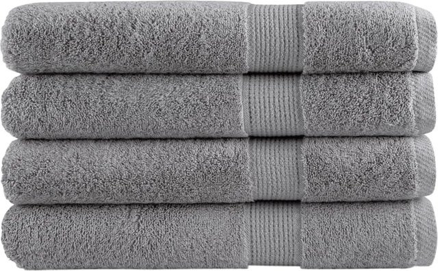 vidaXL Premium-Handtuch-Set aus 100% Baumwolle, 4 Stück, Grau, 600 g/m2, Breite: 100 cm, Länge: 200 cm - Bild 1