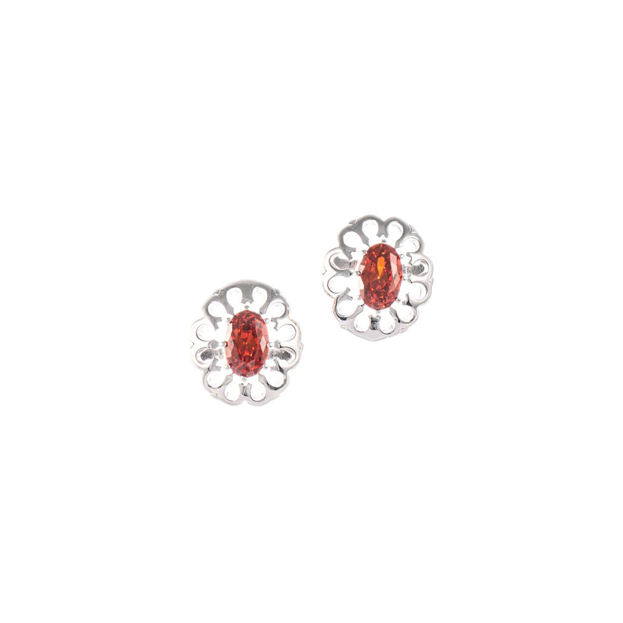 Ohrstecker 925 Silber, Zirkonia, rot - Bild 1