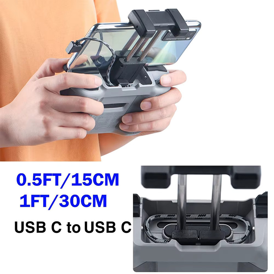 HAPPORIA USB-C auf USB-C OTG Datenkabel in Schwarz für DJI Mini 2 3 Pro, Air 2S, Mavic Air 2 und Pocket 2 zur Verbindung von Fernbedienung, Telefon und Tablet - Bild 6