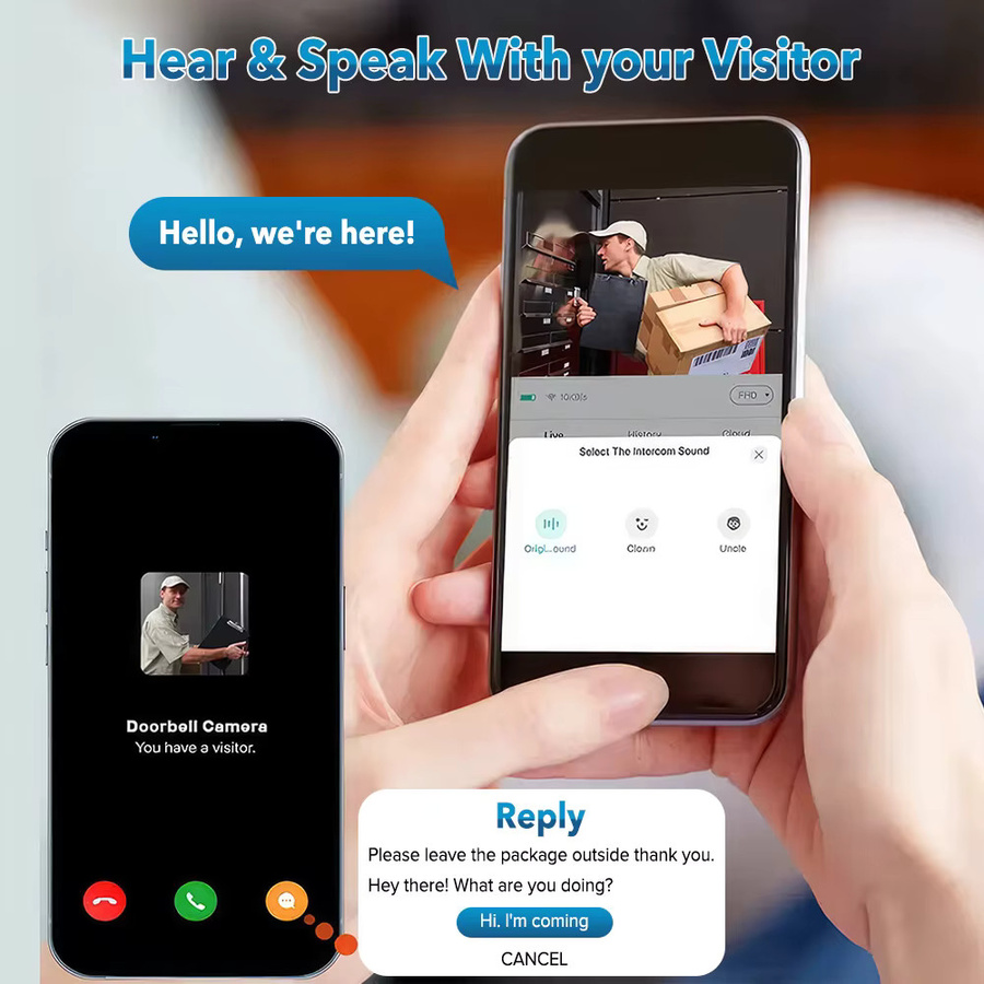 Tuya Smart Home WLAN Türklingel mit Kamera, kabelloses Set in Schwarz, wasserdichte Sicherheits-Audio-Gegensprechanlage mit Nachtsicht - Bild 2