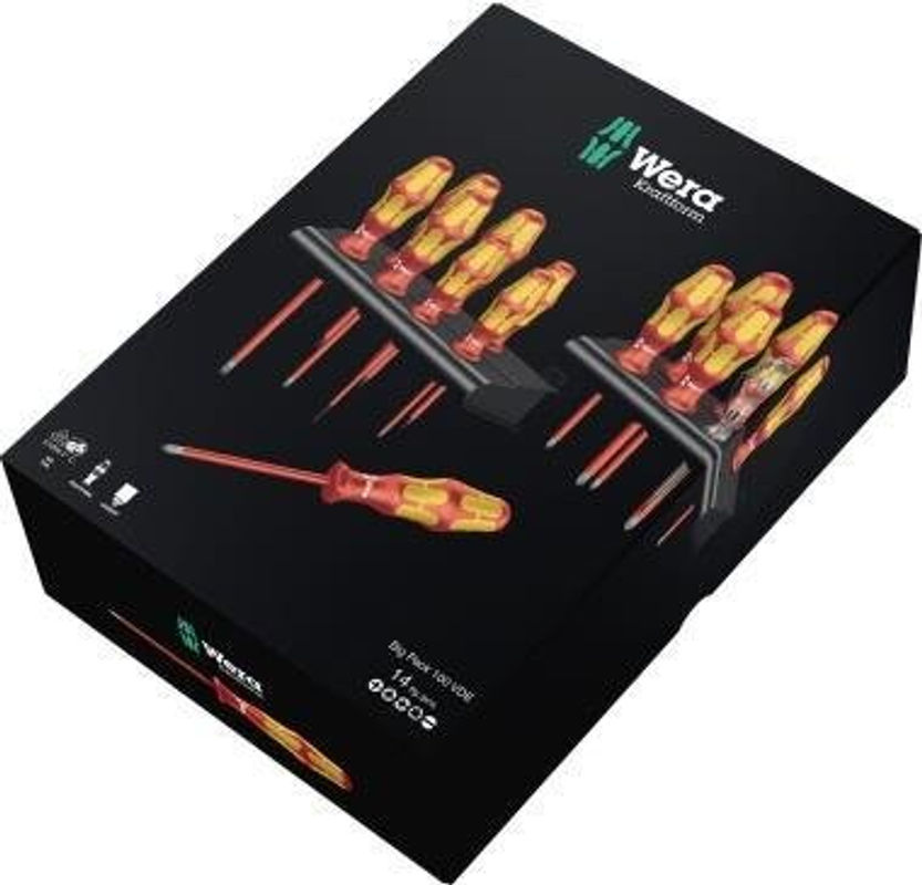 Wera Kraftform Big Pack 100 VDE Schraubendreher-Set, 14-teilig, isoliert, rot-gelb-mehrfarbig - Bild 2