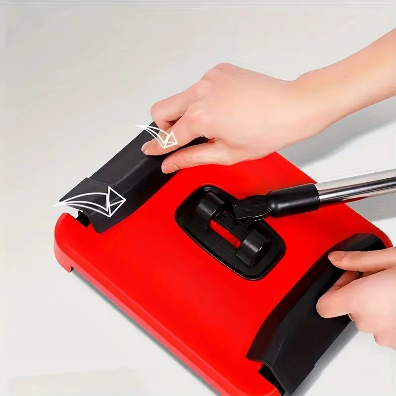 Untior Teppich Kehrmaschine Rot Hand Push Bodenreiniger für Tierhaare, Staub und Papier, B/T/H: 110 x 24 x 0 cm - Bild 4