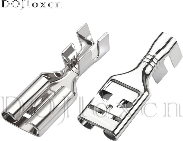 10 Stück Auto-Stecker dojioxcn, weibliche Federklemmen und Kaltpressklemmen, Farbe: Silber, Durchmesser: 9,5 mm, Dicke: 0,5 mm - Bild 1