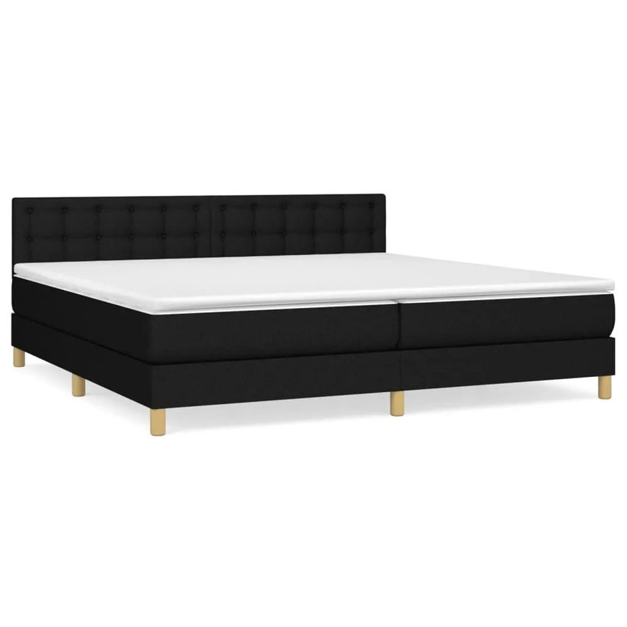 vidaXL Boxspringbett mit Matratze Hybrid-Design in Schwarz aus Stoff, B/T: 200 x 200 cm - Bild 2