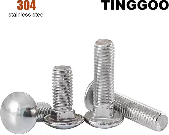 TINGGOO Wagen Schraube GB12 Rundkopf mit Vierkanthals aus A2-70 Edelstahl in Silber - Bild 1