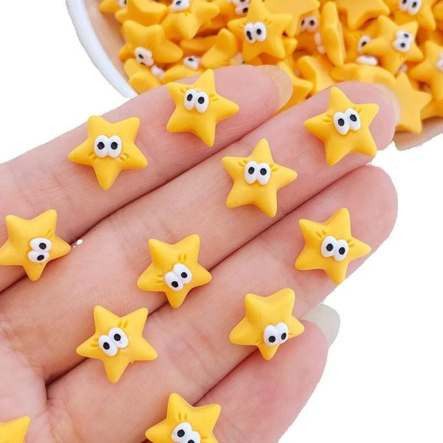30 Stück Mini-Sterne aus Kunstharz in Gelb, 11 mm Cabochons für DIY-Verzierungen und Scrapbooking, Marke TSXJY - Bild 1