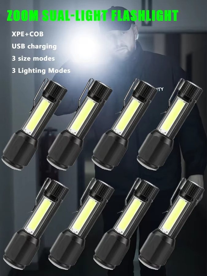 Heinast Hochleistungs-LED-Taschenlampe aus Aluminiumlegierung in Schwarz mit Seitenlicht und USB-Ladefunktion für Outdoor, Camping und Wandern - Bild 5