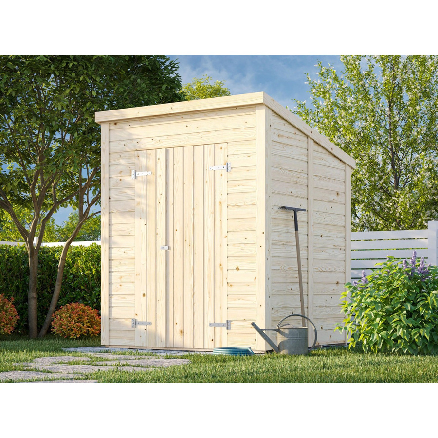 Palmako Elementhaus Leif Gartenhaus aus Fichtenholz in Braun mit Pultdach und Doppeltür B/H/T: 189 x 230 x 186 cm - Bild 1