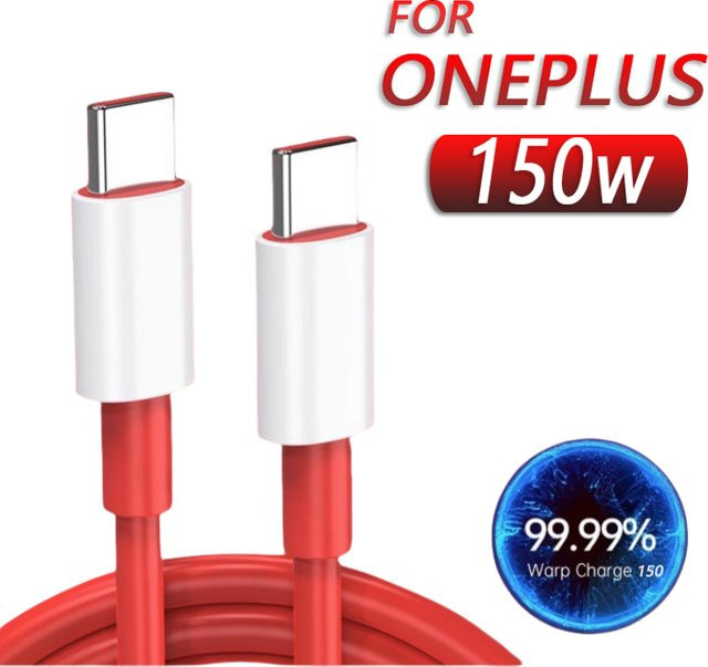 OnePlus Super VOOC Schnellladekabel USB C auf Typ C mit 150 W Warp Charge in Rot - Bild 1