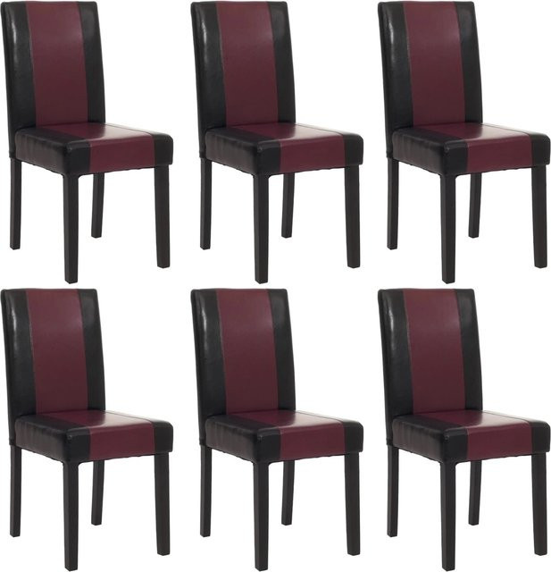 CHEFGASTRO 6er-Set Esszimmerstühle aus Kunstleder in Schwarz-Rot mit Holzbeinen, B/T/H: 43 x 56 x 90 cm, Sitzhöhe: 45 cm - Bild 1