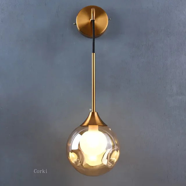 Lava Corki Moderne LED Wandlampe mit Glaskugel in Gold und Transparent für Wohnzimmer, Küche und Schlafzimmer - Bild 1