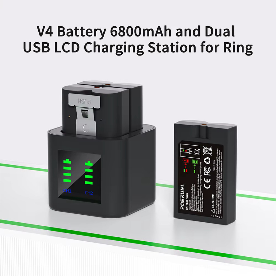 PUJIMAX Li-Ionen-Akku 6800 mAh in Schwarz für Ring Video Doorbell 4/3/2 und Stick Up Cam Akku 2. und 3. Generation, 3,65 V - Bild 3