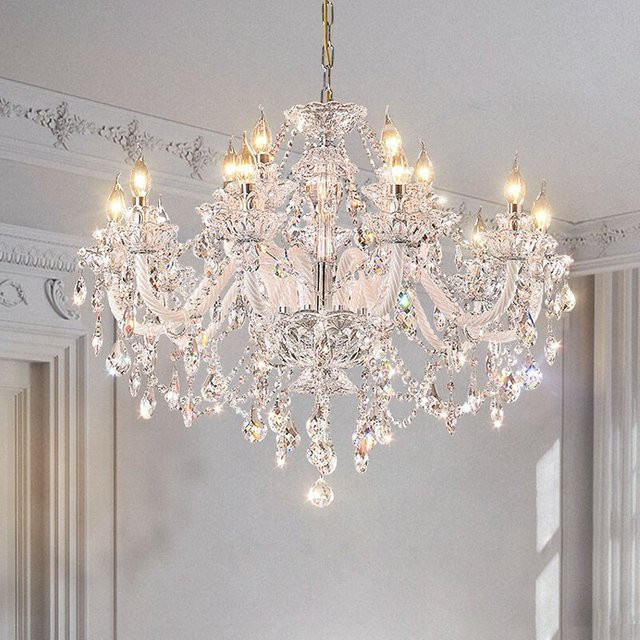 Claeted LED Kristall-Kronleuchter in Silber und Transparent für Wohnzimmer, Schlafzimmer und Esszimmer - Bild 1