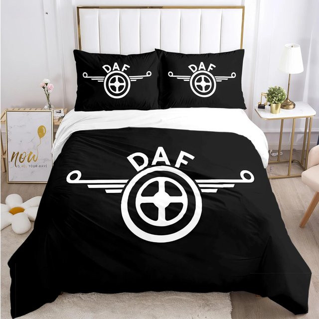 DAF LKW Bettwäscheset mit Logo-Print für Teenager Jungen, 3-teiliges Set bestehend aus Bettbezug und Kissenbezügen, Breite: 140 cm, Länge: 210 cm - Bild 1