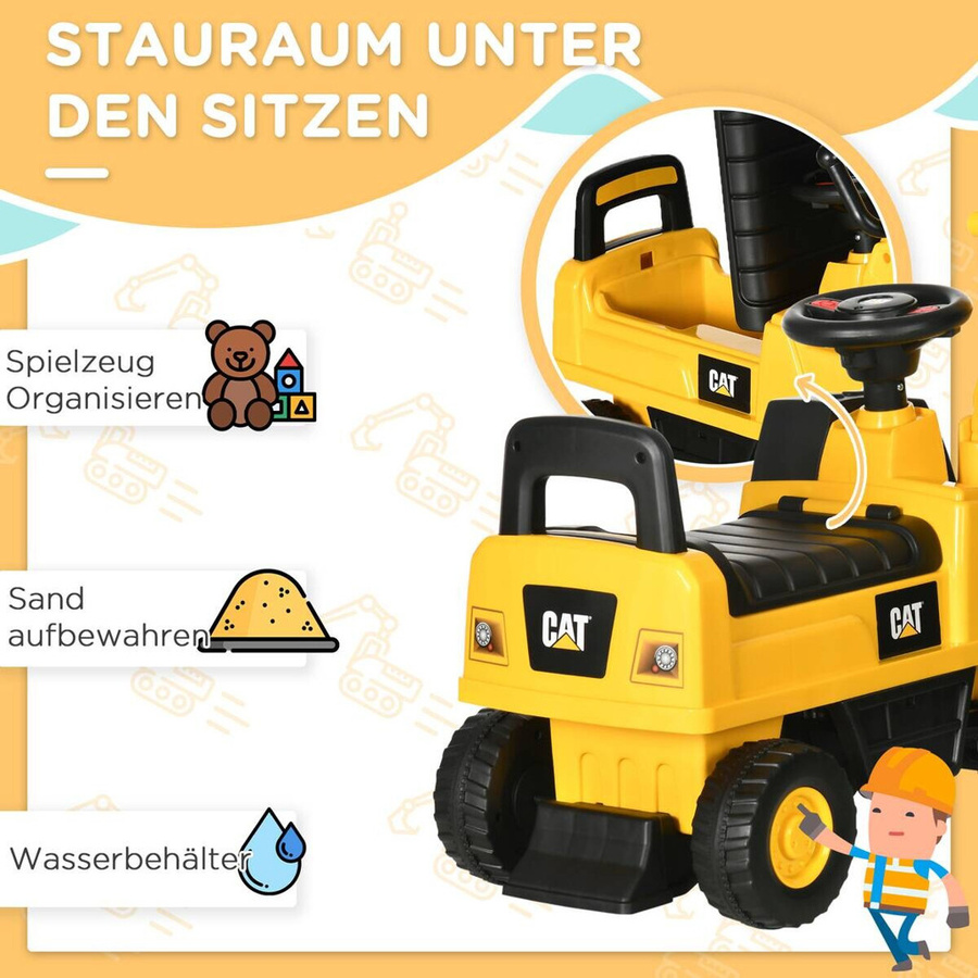 HOMCOM Sitzbagger Rutscherfahrzeug mit Schaufel und Hupe Gelb Schwarz - Bild 4