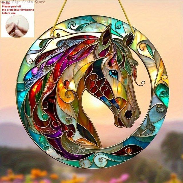 Potdemiel Sonnenfänger Rundes Acrylschild im Art Nouveau Stil mit Tiermotiven, Mehrfarbig - Bild 1