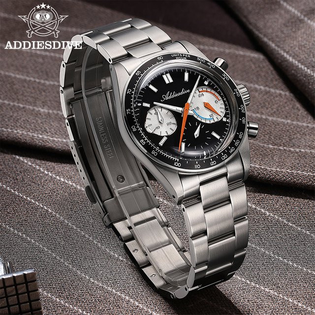 ADDIESDIVE Chronograph, Quarz, Edelstahl, Schwarz, Herren - Bild 1