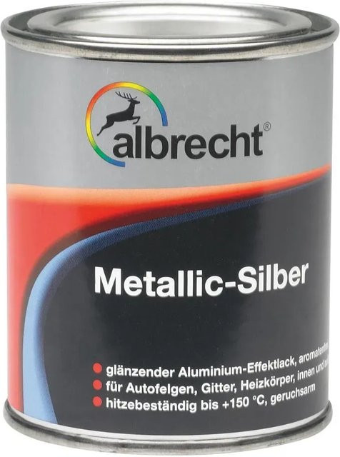 Albrecht Metallic-Silber glänzend Kunstharzfarbe 125 ml - Bild 1