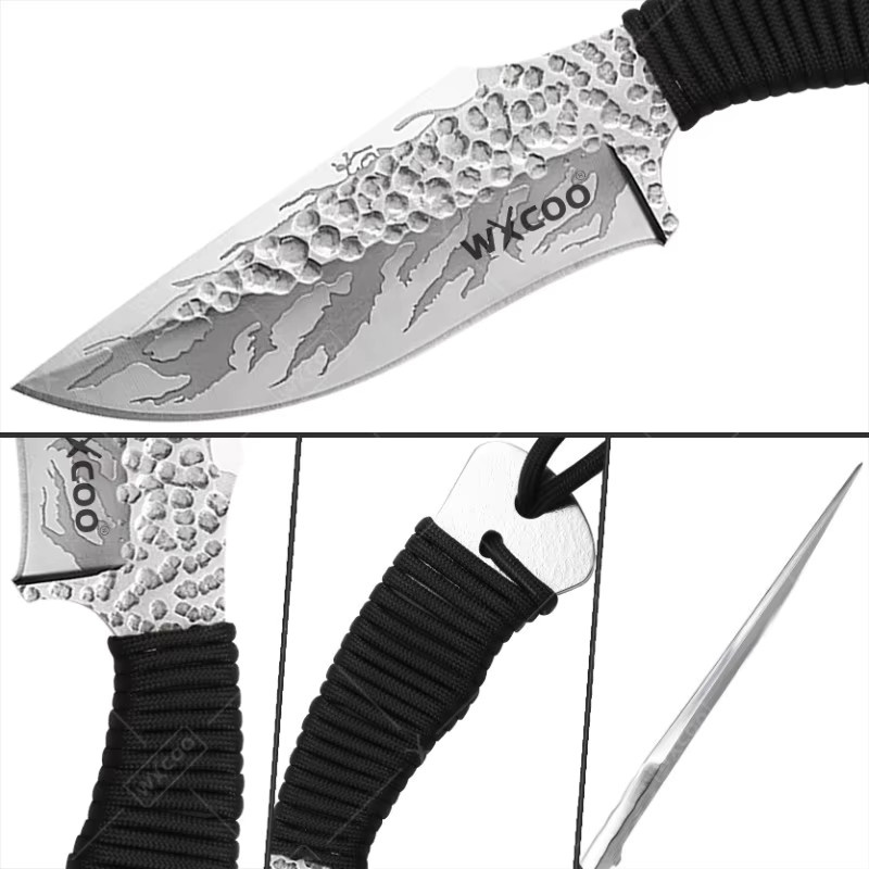 WXCOO Professionelles Ausbeinmesser aus Edelstahl, Gehämmertes Japanisches Santoku-Schneidemesser in Silber - Bild 4