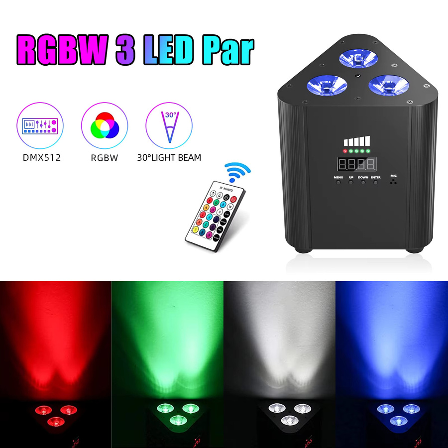 Yiflamefly 4er Set kabelloses 4-in-1 RGB Par-Licht mit Tasche, DMX512 Steuerung, Blitzlicht-Effekt und Akku, Schwarz - Bild 3