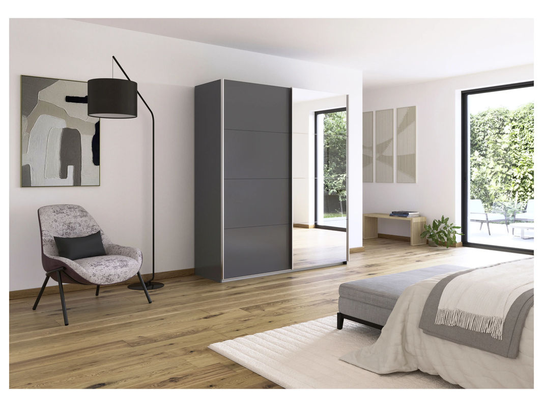 RAUCH ORANGE Quadra Schwebetürenschrank mit Spiegelelementen in Grau, B/H: 181 x 210 cm - Bild 2
