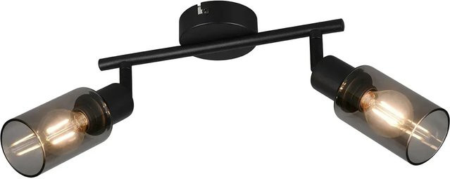 Reality Mars Strahler 2er Set in Schwarz matt mit Glas und Metall für Industrie-Charme (E14) - Bild 1