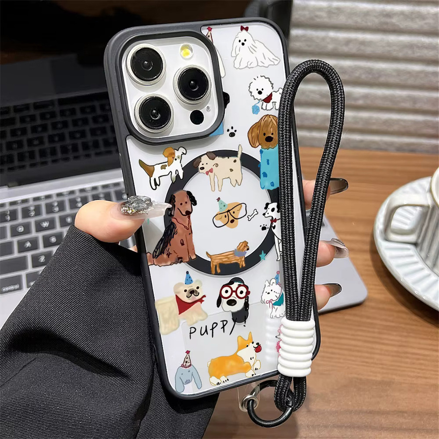 Stoßfeste magnetische iPhone Handyhülle mit Tier-Design und Umhängeband in Multicolour, matte Acryl-Abdeckung für iPhone 17 Pro Max bis iPhone 11 - Bild 6