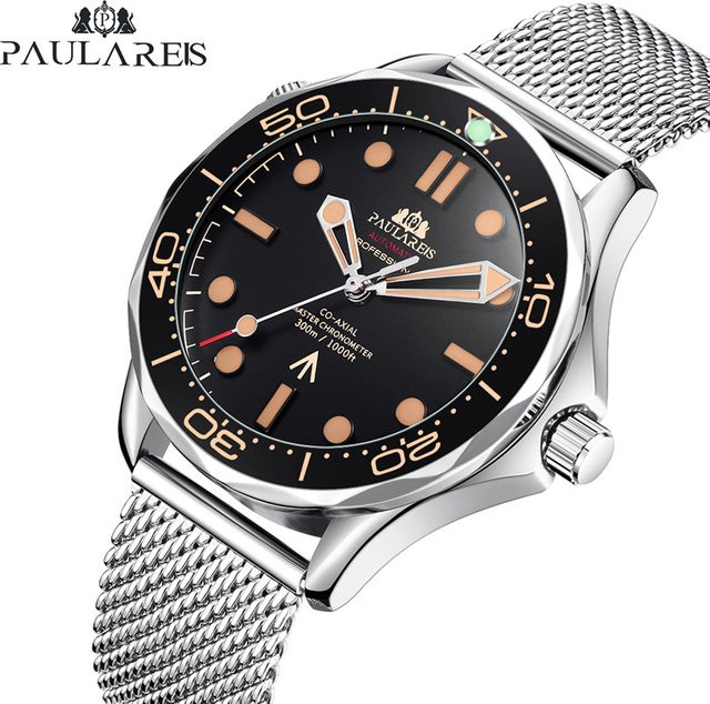 PAULAREIS P Armbanduhr Automatik, Edelstahl, Textil, Schwarz, Herren - Bild 1