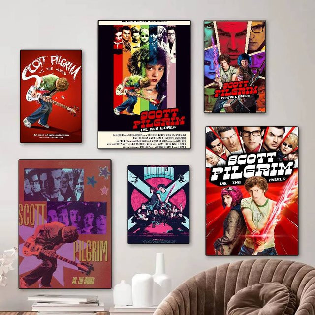 Selbstklebendes Vintage-Film-Poster Scott Pilgrim VS The World als Retro Wandaufkleber zur Wanddekoration - Bild 1