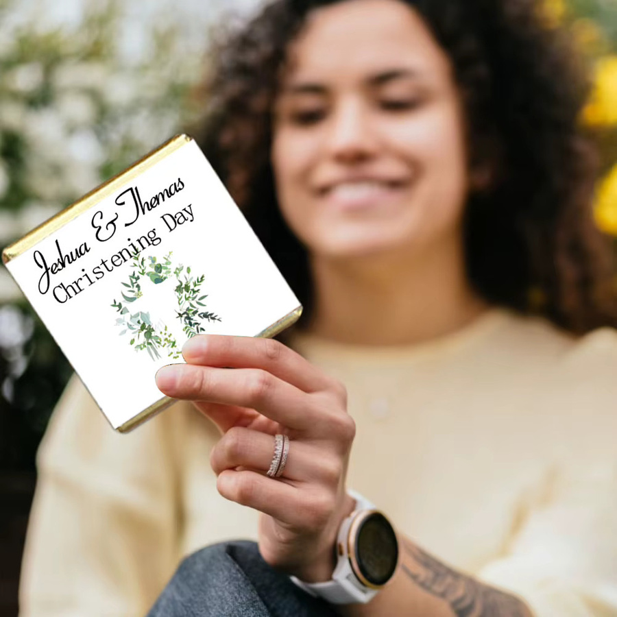 Dekorative Dankeschön-Aufkleber für Schokoladen-Geschenke zur Kommunionparty von cyuan aus Papier - Bild 1
