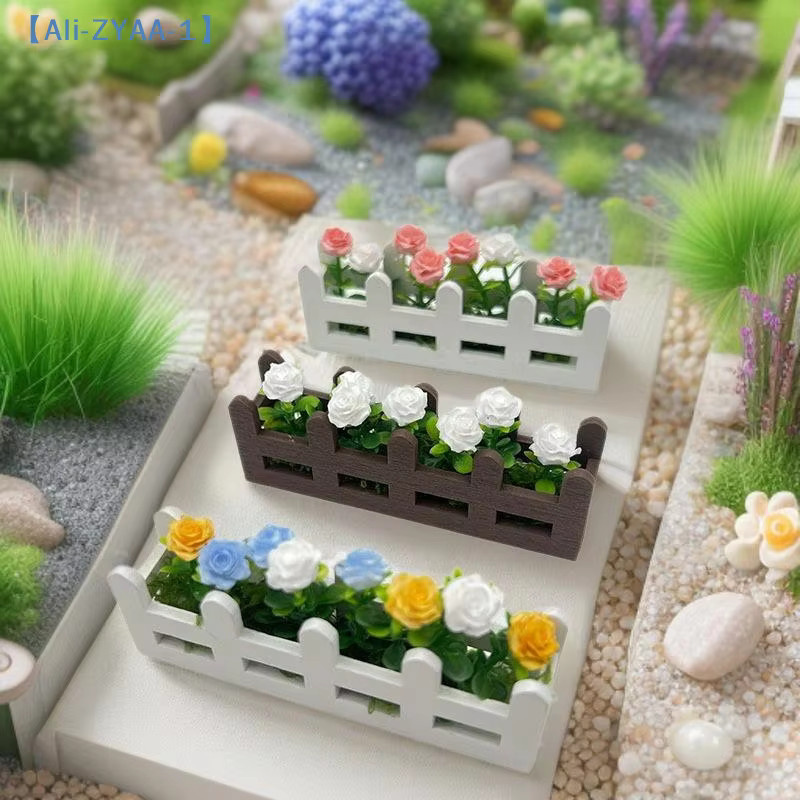 JETTING Miniatur Topfpflanze mit künstlichen Gartenblumen im Maßstab 1:12 für Puppenhaus-Ornamente, Mehrfarbig - Bild 2