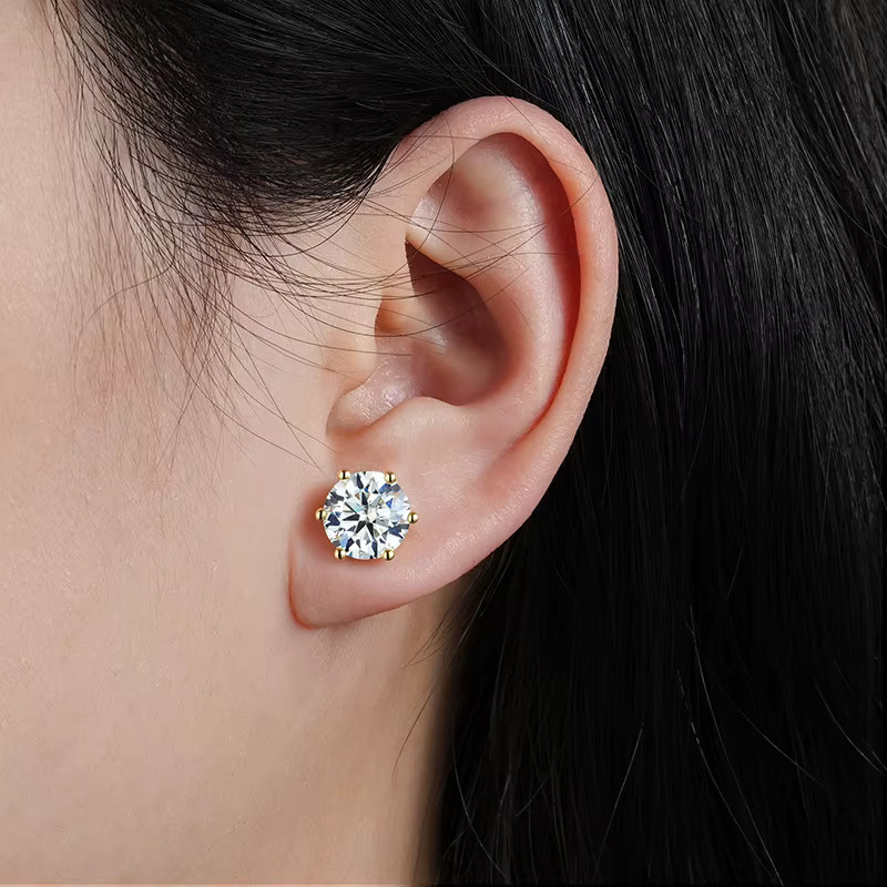 Lnngy Moissanit-Ohrstecker, 14 Karat Gold gefüllt, Diamant, Damen und Mädchen - Bild 2