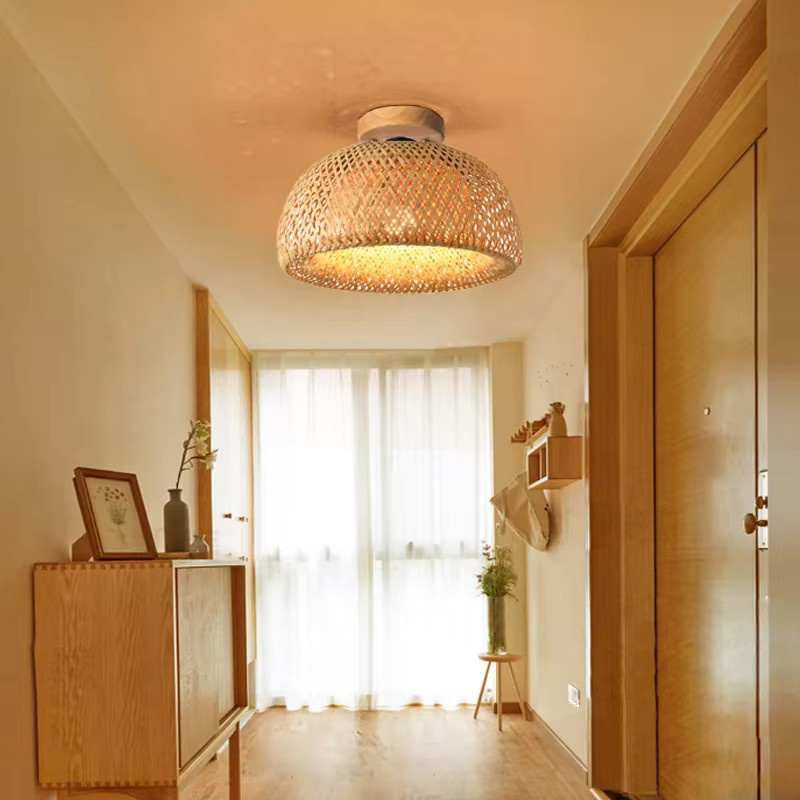 JOYINLED Moderner Bambus Kronleuchter in Braun für Garten, Schlafzimmer und Balkon - Bild 2