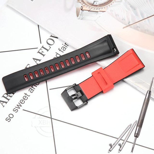 Uhrenarmband Kunststoff, 24mm, schwarz rot, Herren - Bild 1