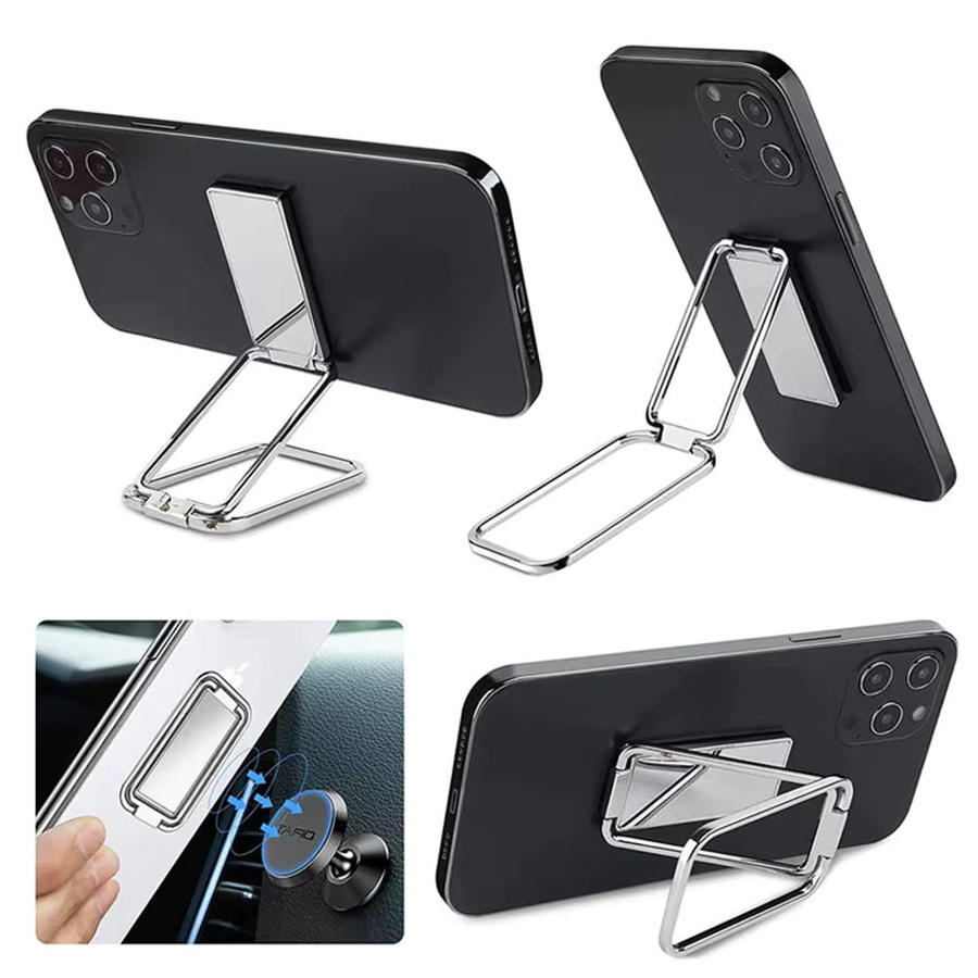 Magnetische Metall-Telefonhalterung mit 360 Grad Drehung und verstellbarem Clip für den Desktop, faltbar und mobil, in Pink oder Silber - Bild 2