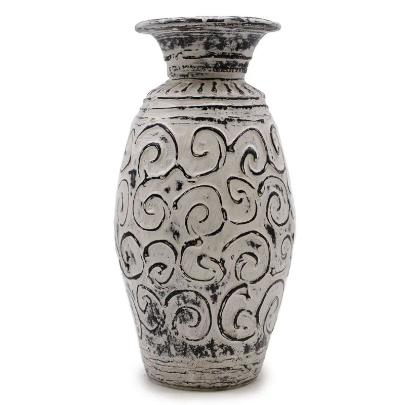 Bauchige Keramikvase Spirales in Crème von SHAMTAM im Bohemian Design für Schnittblumen - Bild 2