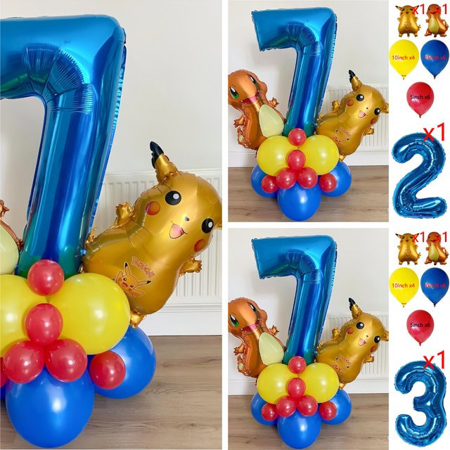 Potdemiel Ballon Set mit Cartoon Monster Pikachu und Charmander für Kindergeburtstage und Baby Shower Dekorationen in Mehrfarbig - Bild 1