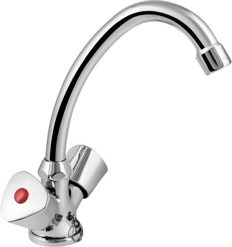 WELLWATER Zweigriffarmatur für das Waschbecken in Silber, verchromt mit schwenkbarem Rohrauslauf und wassersparender Funktion - Bild 1