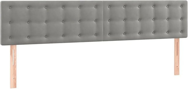 vidaXL LED Kopfteil aus Samt in Hellgrau mit USB-Ladeport und integrierter Beleuchtung, B/T/H: 160 x 5 x 78-88 cm - Bild 1