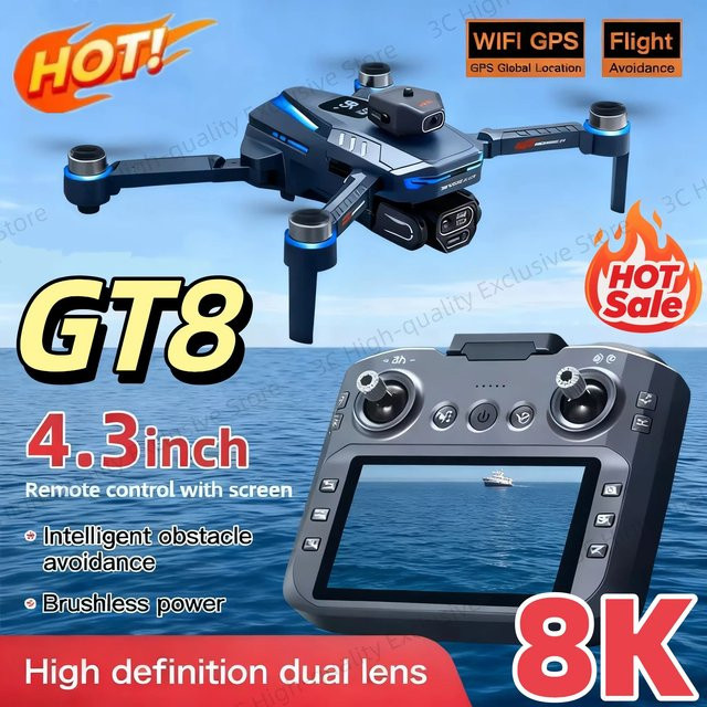 DIXSG GT8 Drohne 8K HD mit Dual-Kameras, GPS, 5G WLAN und bürstenlosen Motoren, faltbarer Quadcopter mit Hindernisvermeidung, Schwarz - Bild 1