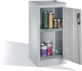 C+P Umwelt-Beistellschrank mit Drehtür und 2 Wannenböden in Lichtgrau, H: 102 cm, B: 50 cm, T: 50 cm - Bild 1