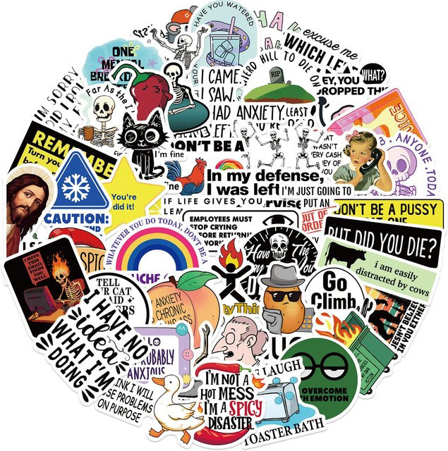 50 Stück kreative Snarky Meme Aufkleber in Multicolour, wasserfeste dekorative Aufkleber für Laptop, Handyhüllen und Gepäck - Bild 1