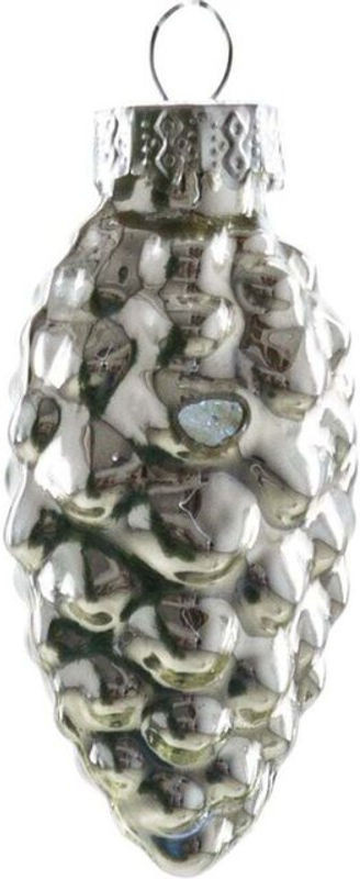 Trendline Glas-Tannenzapfen in Silber als Weihnachtsdekoration, 12 Stück, Höhe: 6 cm - Bild 1