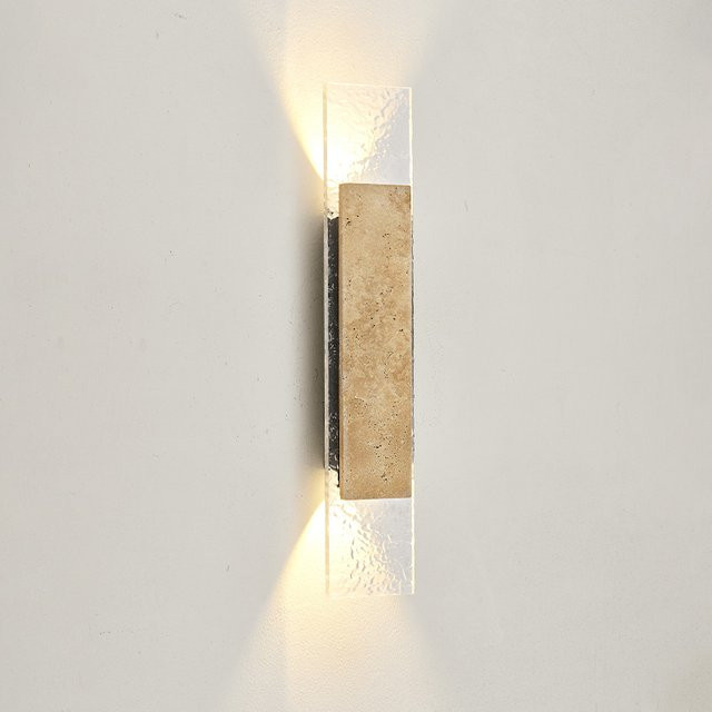 Wasserdichte LED Außenwandleuchte in Naturstein-Optik, Beige, 18W Up-Down Wandlampe für Garten und Veranda - Bild 1